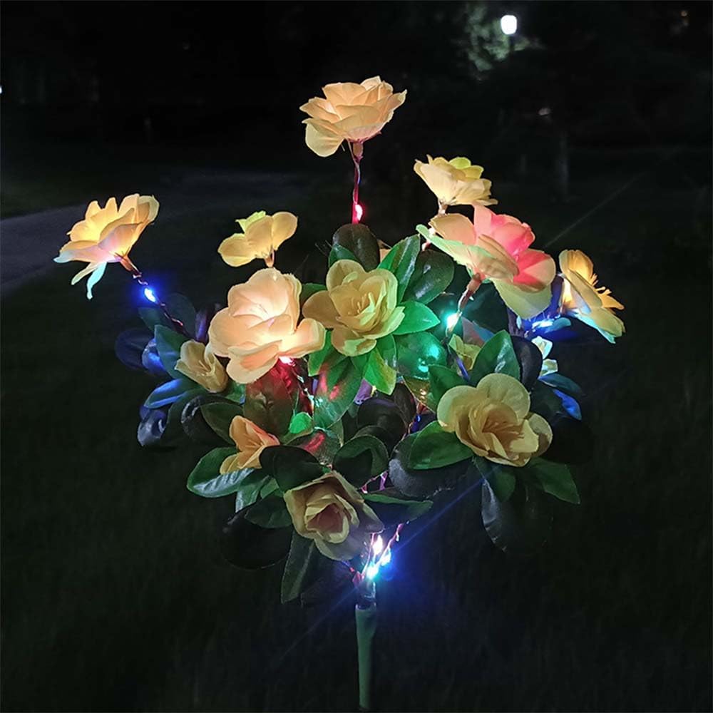 LED Solar Power Artificial Rhododendron Simsii Flowers Landscape Light Night Lamp