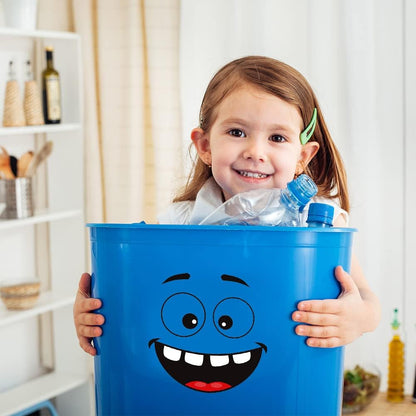 4 Sheets Cartoon Expressions Stickers, Trash Can Caricature Trash Can Stickers