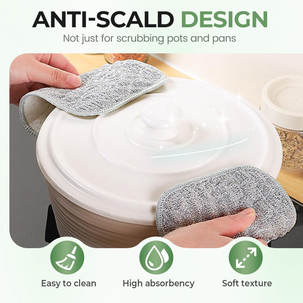 5Pcs Multipurpose Wire Dishwashing Rags for Wet and Dry, Reusable Wire Miracle Cleaning Cloths