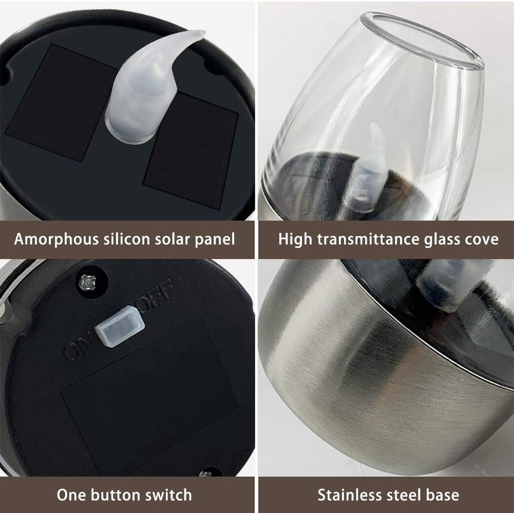 Solar Candle Lights Flameless Candles Waterproof  LED Decorative Lamp