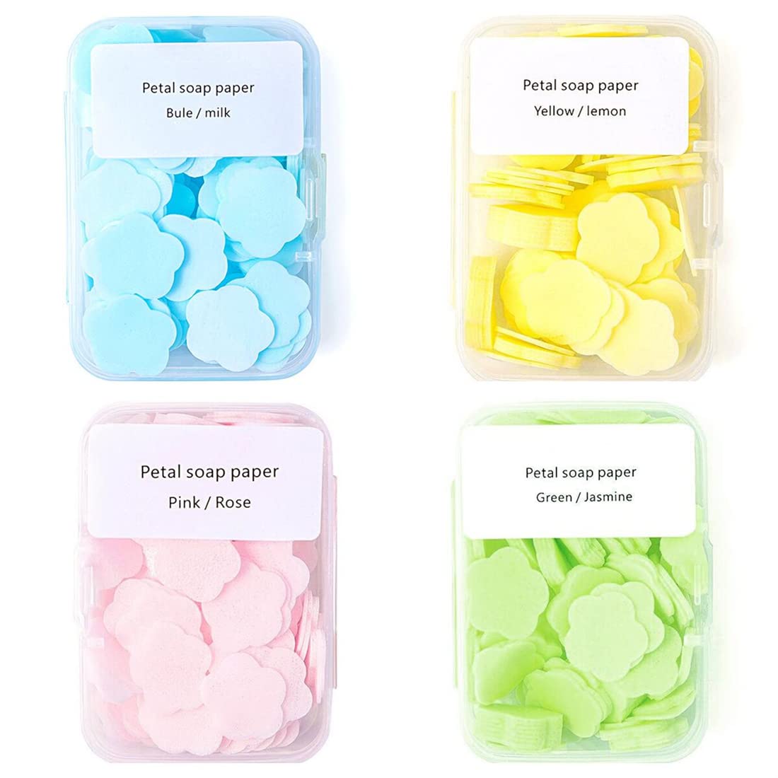 4 Boxes Colorful Portable Hand Washing Soap Sheets, Scented Mini Soap Sheets