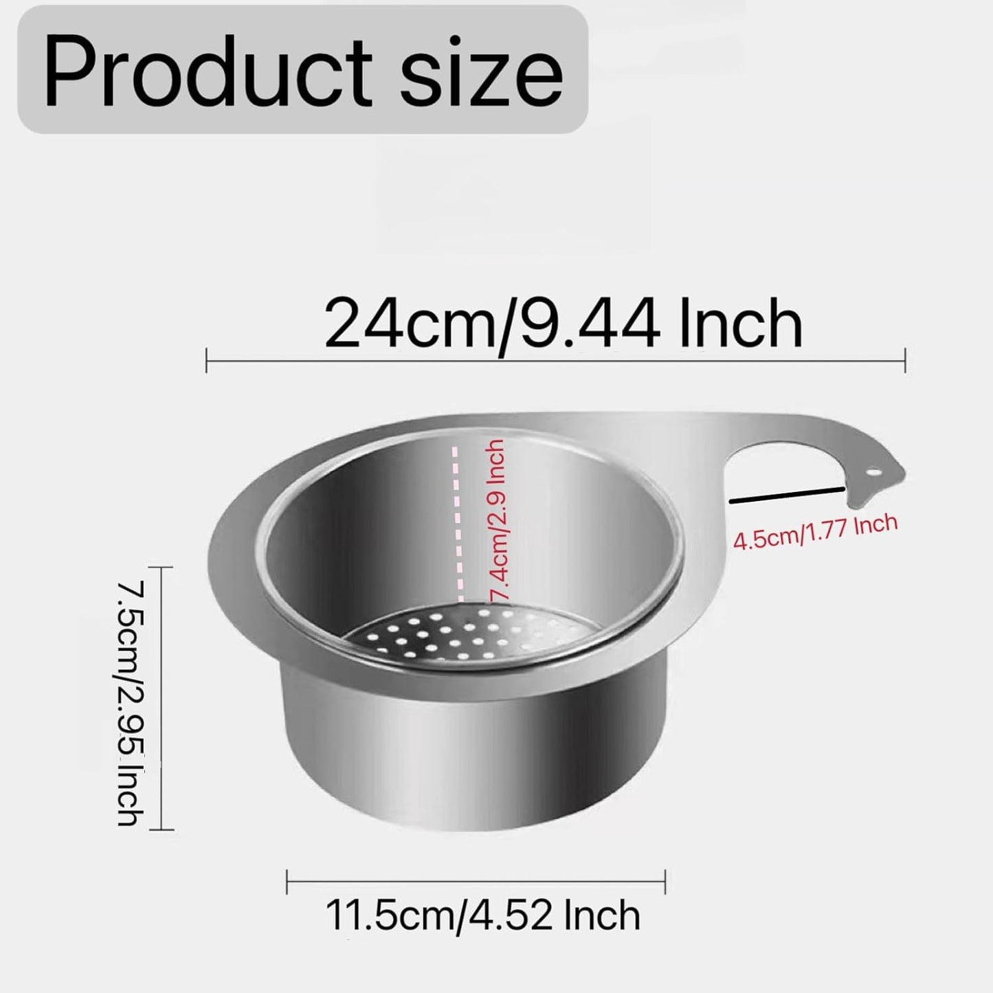 Stainless Steel Swan Sink Strainer Basket, Multifunction Kitchen Drain Basket