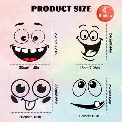 4 Sheets Cartoon Expressions Stickers, Trash Can Caricature Trash Can Stickers