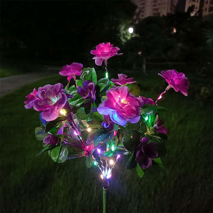 LED Solar Power Artificial Rhododendron Simsii Flowers Landscape Light Night Lamp