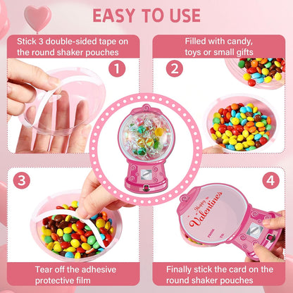 18 Pack Candy Cards with Plastic Domes Valentines Greeting Cards DIY Craft Treat Holder