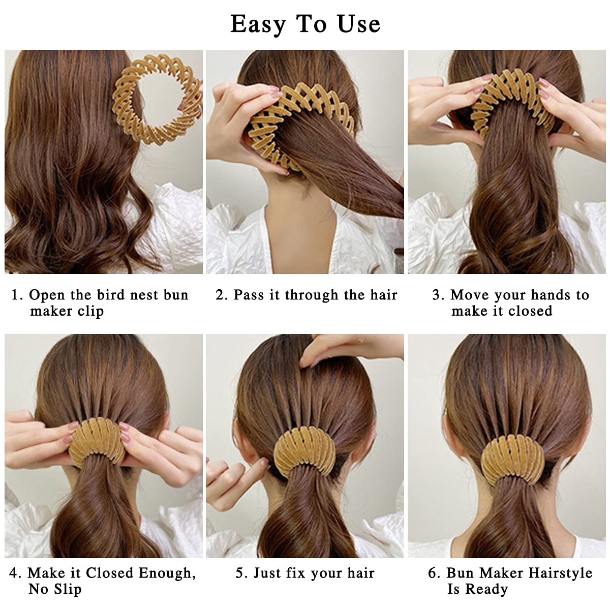 7Pcs Bird Nest Magic Hair Clip, Lazy Bird's Nest Plate Hairpin, Expandable Ponytail Holder