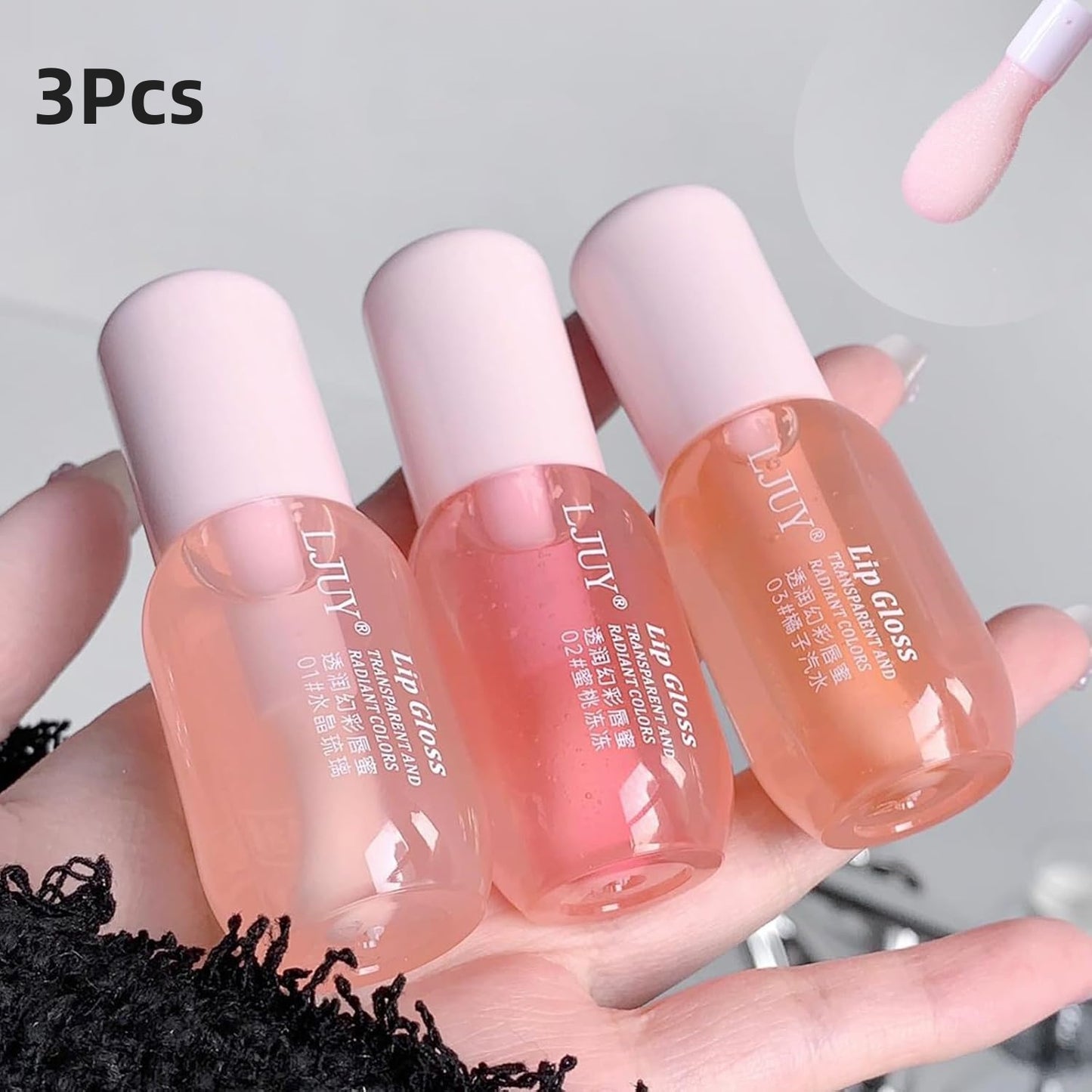 3Pcs Clear Hydrating Lip Oil Set, Reviver Lip Oil For a High-shine Finish