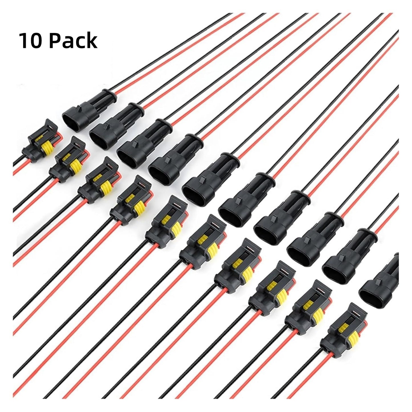 10 Pack 2 Pin Wire Connector 16 AWG Waterproof Automotive Electrical Connectors Deutsch Connector