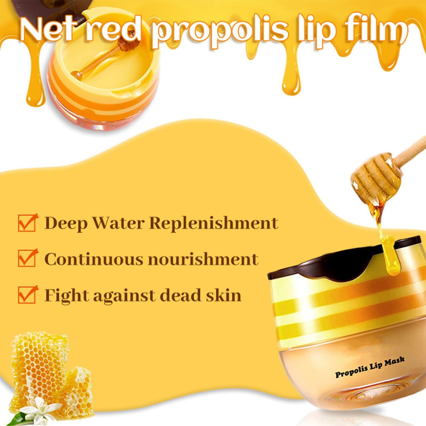 Bee Propolis louds Honey Lip Balm – Deeply Moisturizing Lips Sleeping Mask for Dry, Cracked Lips