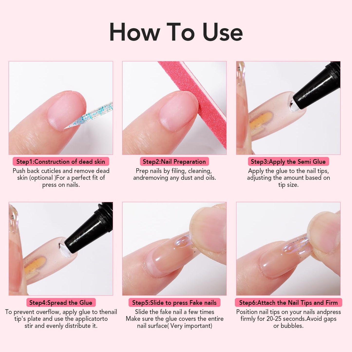 Quick Drying 10g Semi Solid Nail Glue with 10ml Remover for Press On Nails Tips No Need for UV Lamp