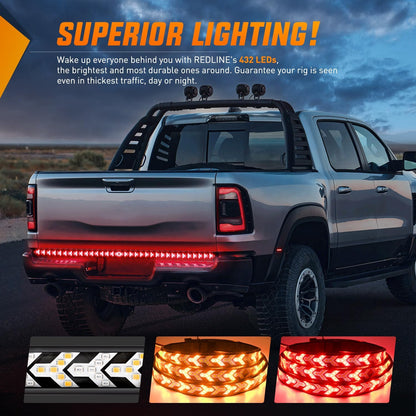 59.1in Fishbone Shaped LED Tailgate Light Bar, LED Tailgate Lights for Truck Pickup SUV RV