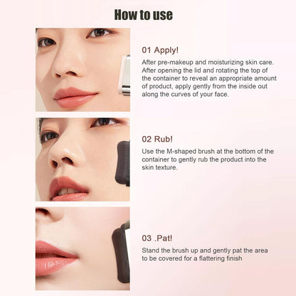 2 in 1 Foundation Stick, Serum Boosted Skin Tint Balm with Brush
