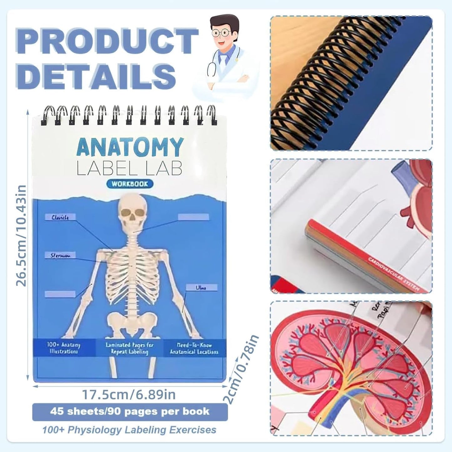 Anatomy Label Lab Workbook - 100+ Full-Color Dry-Erase Pages