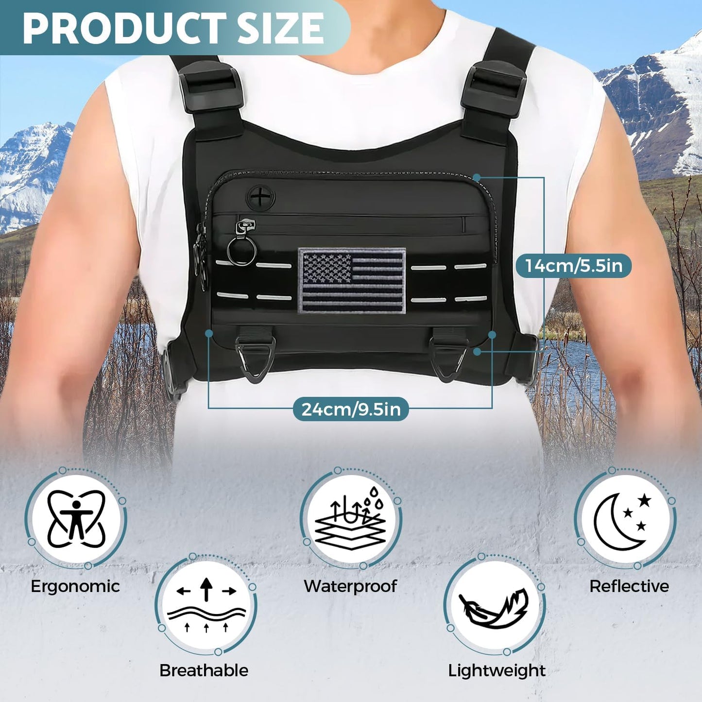 Breathable Sports Chest Bag Resistant Reflective Front Running Vest