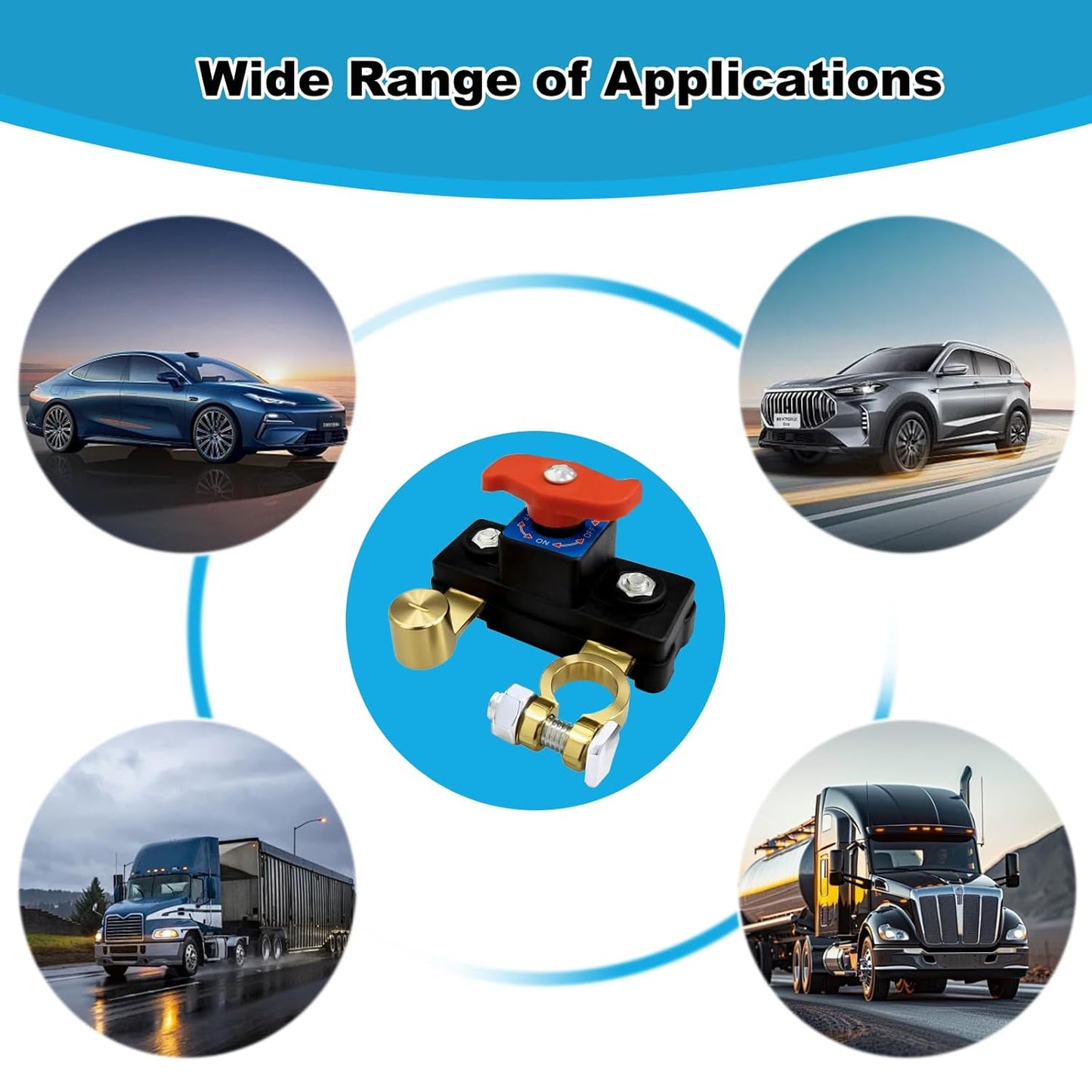 Car Battery Power Cut-Off Switch Breaker, Copper Plated Stable Transmission High Conductivity Disconnect Switch