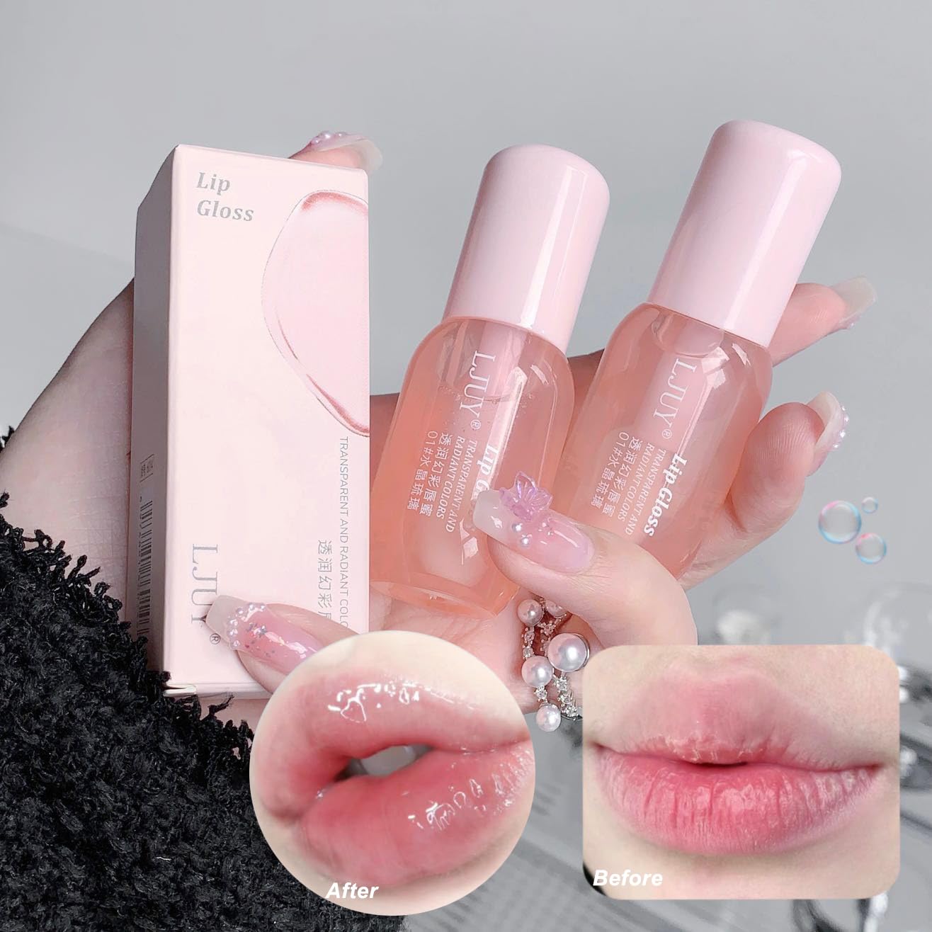 3Pcs Clear Hydrating Lip Oil Set, Reviver Lip Oil For a High-shine Finish