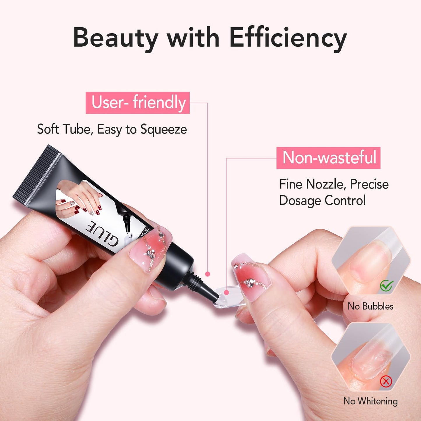 Quick Drying 10g Semi Solid Nail Glue with 10ml Remover for Press On Nails Tips No Need for UV Lamp