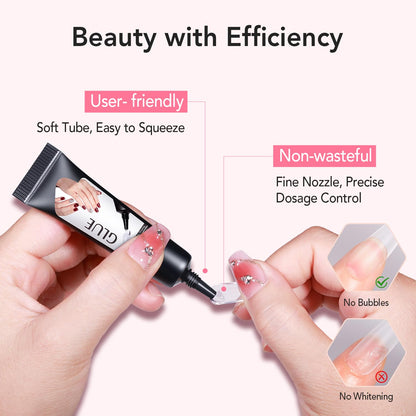 Quick Drying 10g Semi Solid Nail Glue with 10ml Remover for Press On Nails Tips No Need for UV Lamp