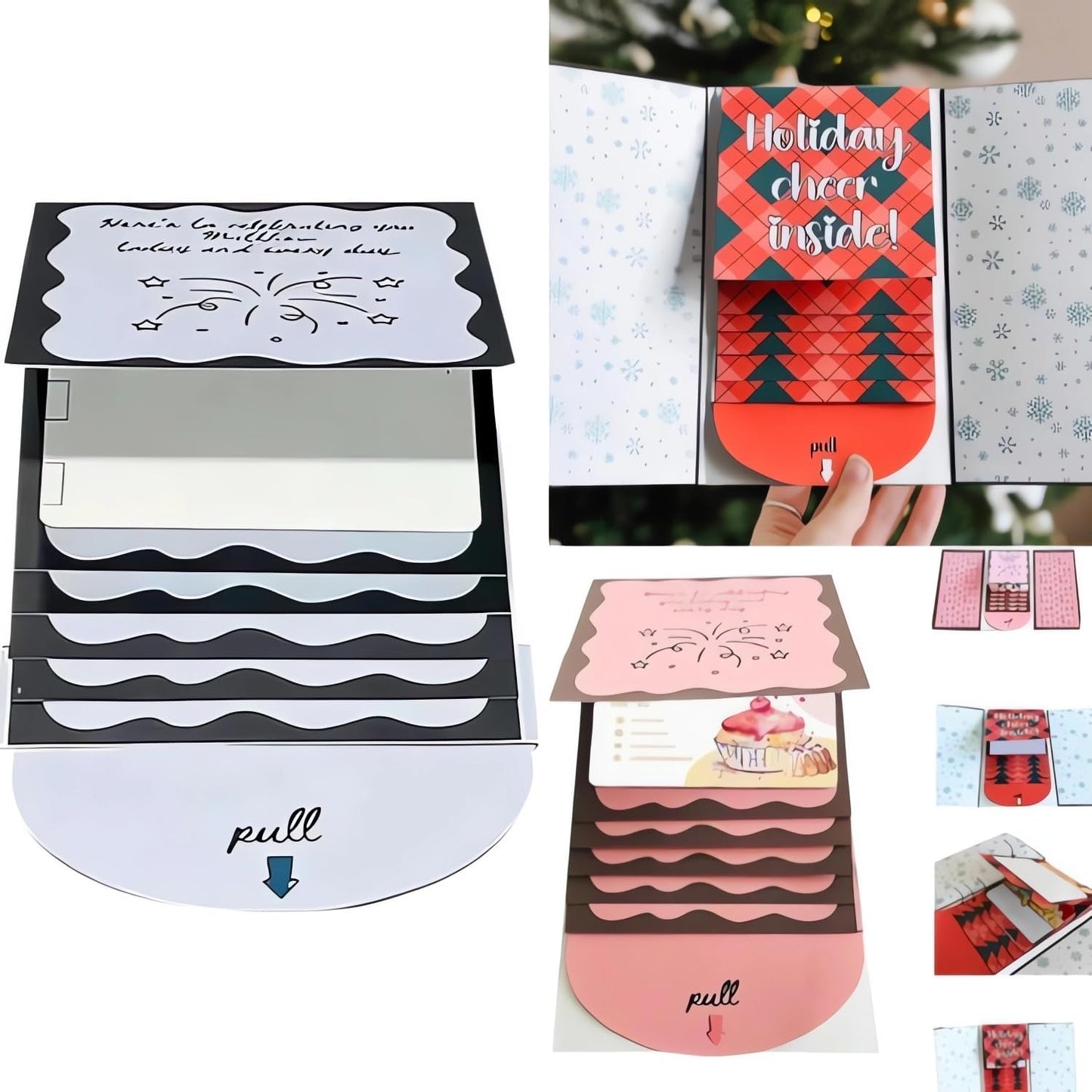 2Pcs Handmade Christmas Card Booklet Holder for Gift Cards, Waterfall Christmas Gift Card Booklet