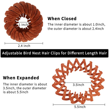 7Pcs Bird Nest Magic Hair Clip, Lazy Bird's Nest Plate Hairpin, Expandable Ponytail Holder