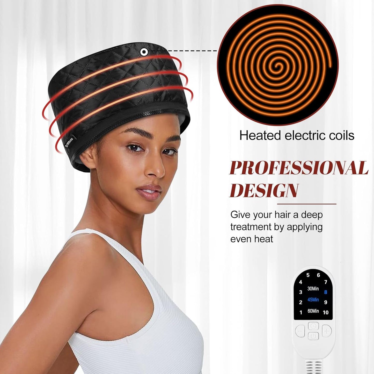 Upgraded Heat Cap with 10-Level Fast Heating 3 Time Settings