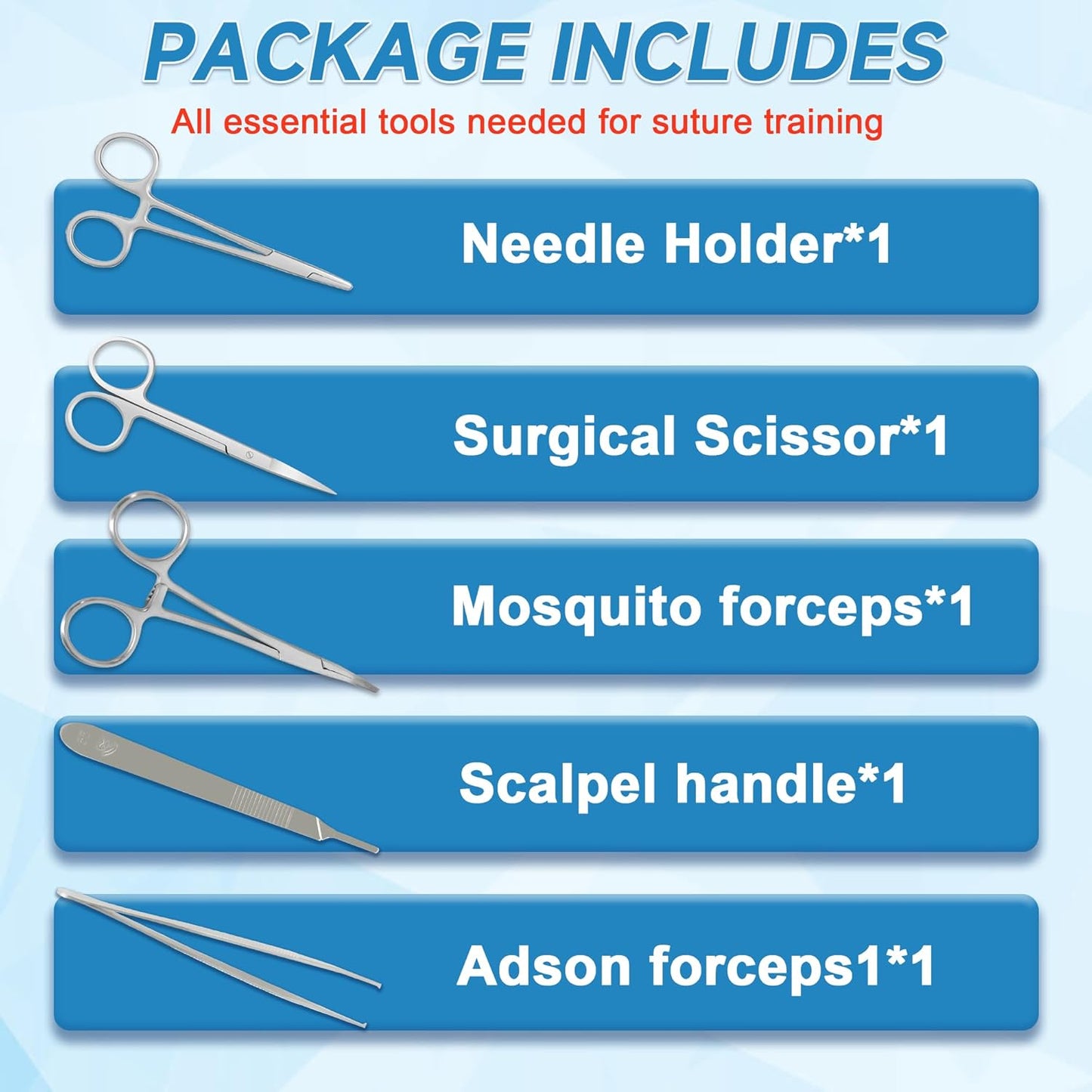Medical Students Suture Practice Kit Surgical Training with Skin Pad Model Tool