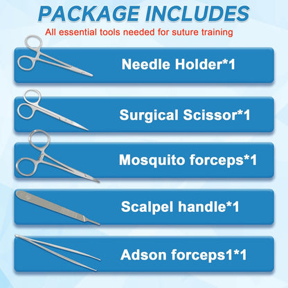 Medical Students Suture Practice Kit Surgical Training with Skin Pad Model Tool