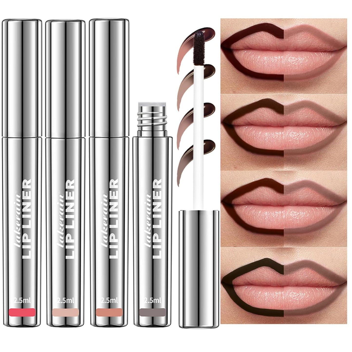 4Pcs Peel Off Lip Liner Stain - Long-Lasting, Smudge-Proof, Waterproof Nude Matte Lip Tint