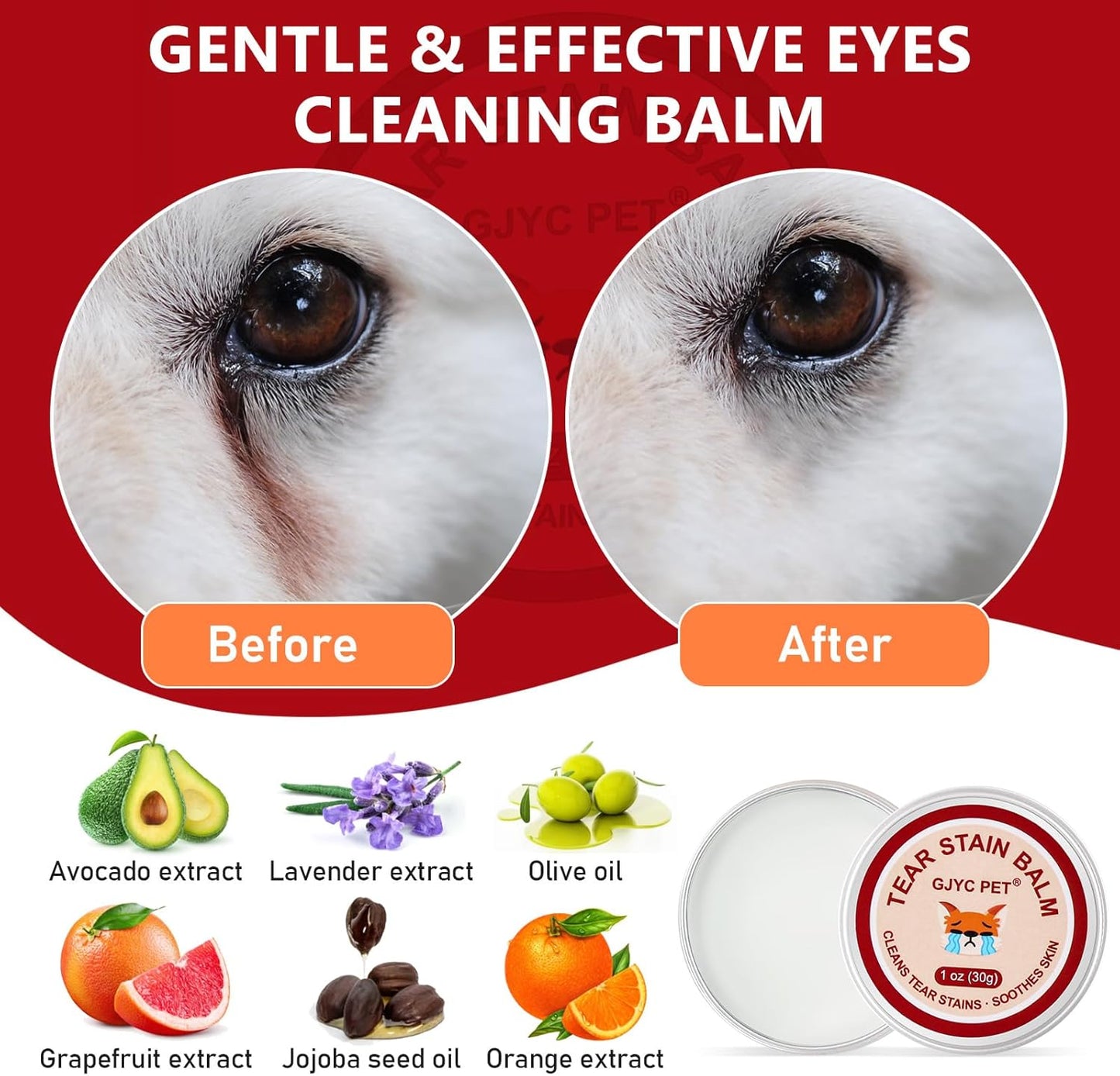 Pet Tear Stain Remover Balm - Natural Plant-Based Eye Care for Dogs and Cats