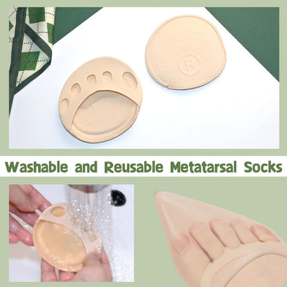 Metatarsal Pads Invisible Socks, Soft Foot Pads for Women and Men, Reusable Ball of Foot Cushions for Runners