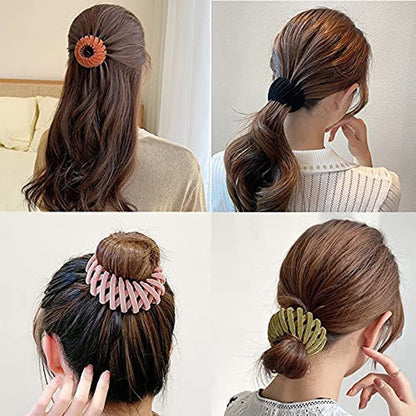 7Pcs Bird Nest Magic Hair Clip, Lazy Bird's Nest Plate Hairpin, Expandable Ponytail Holder