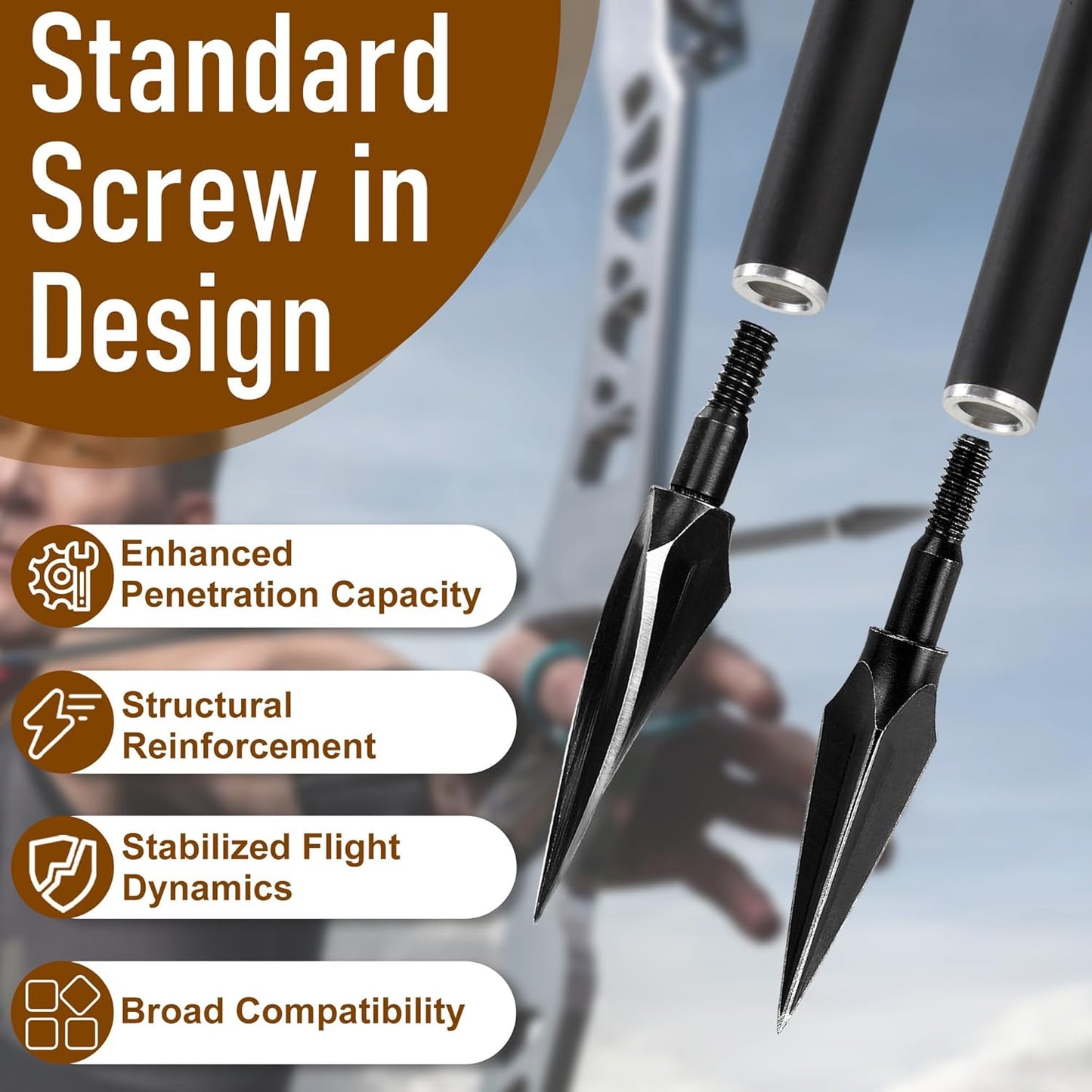 Archery Arrowheads Hunting Blade Tips Screw Points Bow Crossbow Broadheads