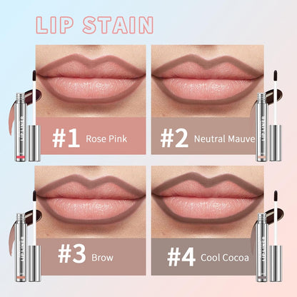 4Pcs Peel Off Lip Liner Stain - Long-Lasting, Smudge-Proof, Waterproof Nude Matte Lip Tint