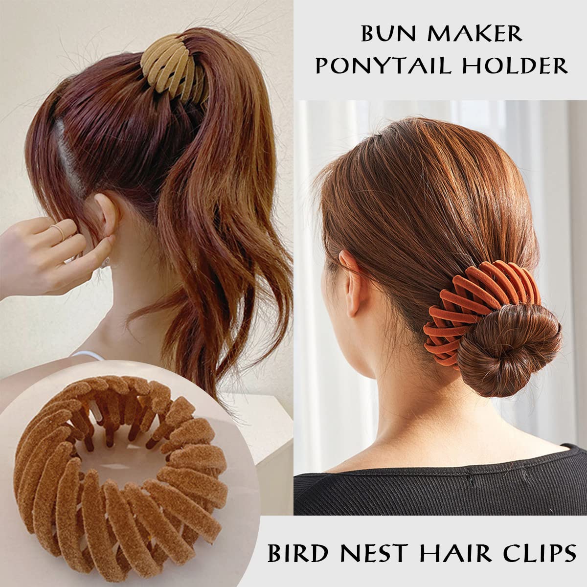 7Pcs Bird Nest Magic Hair Clip, Lazy Bird's Nest Plate Hairpin, Expandable Ponytail Holder
