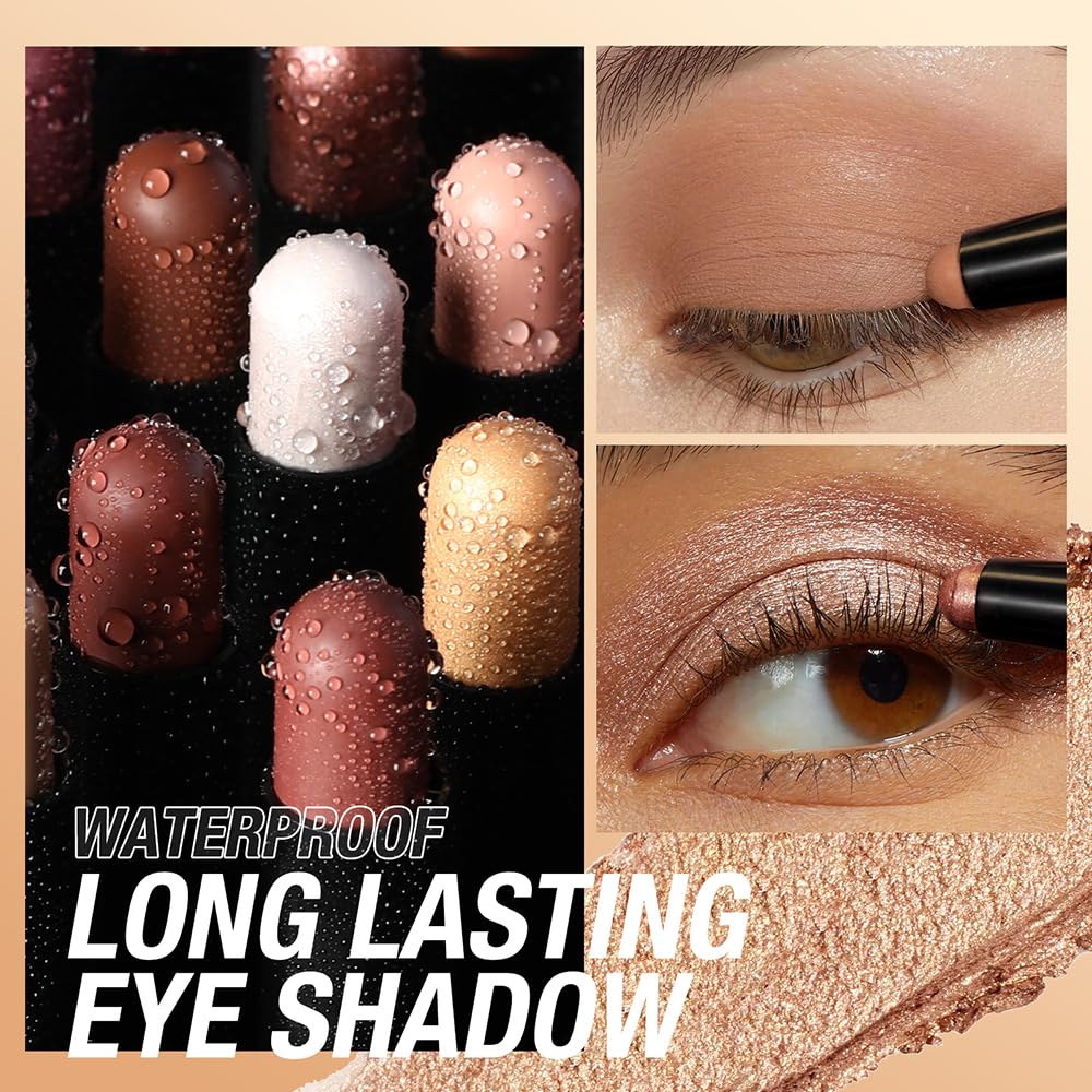 8 Colors Eyeshadow Sticks Set,Long Lasting Waterproof Eye Shadow