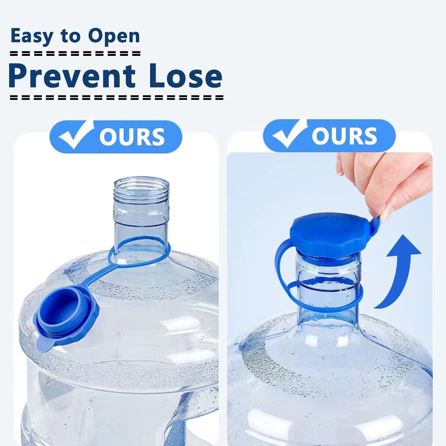 4Pcs Silicone Reusable 5 Gal Water Jug Cap, Non Spill Water Bottle Caps
