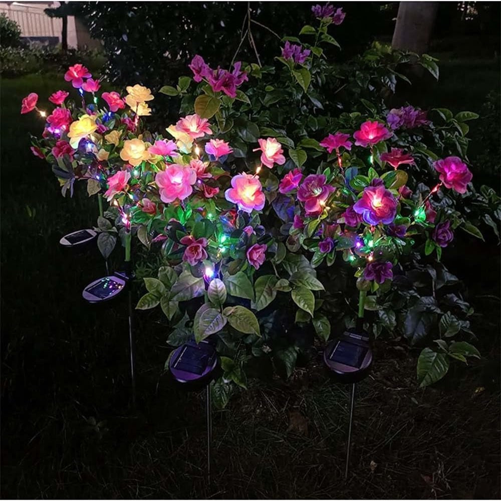 LED Solar Power Artificial Rhododendron Simsii Flowers Landscape Light Night Lamp