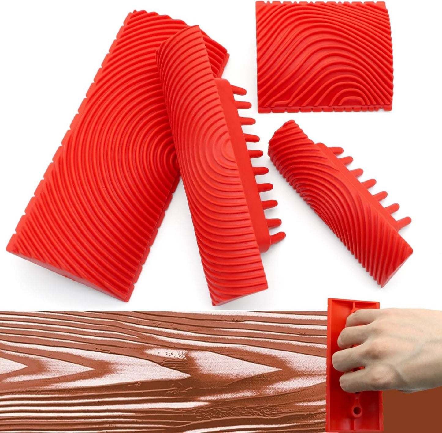 4PCS Wood Grain Tool - Natural Woodgrain Maker for Decorative Painting Premium Wood Graining Tool Set
