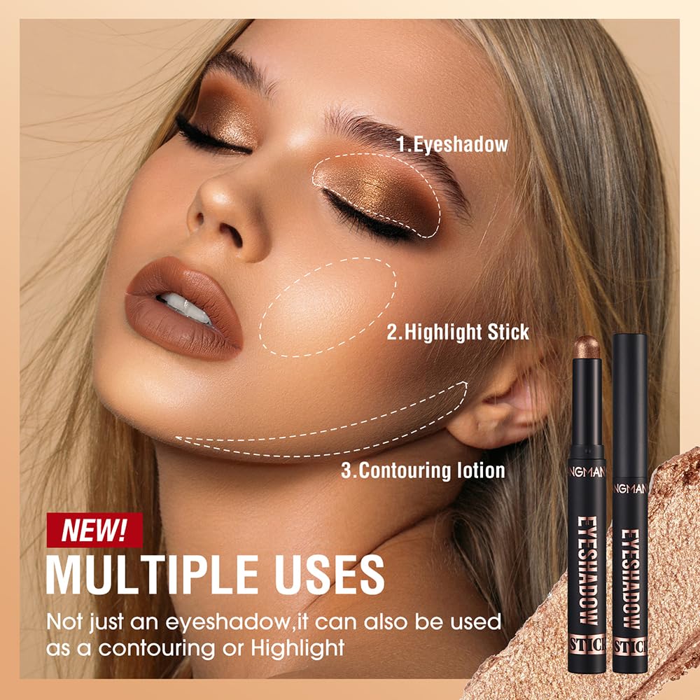8 Colors Eyeshadow Sticks Set,Long Lasting Waterproof Eye Shadow