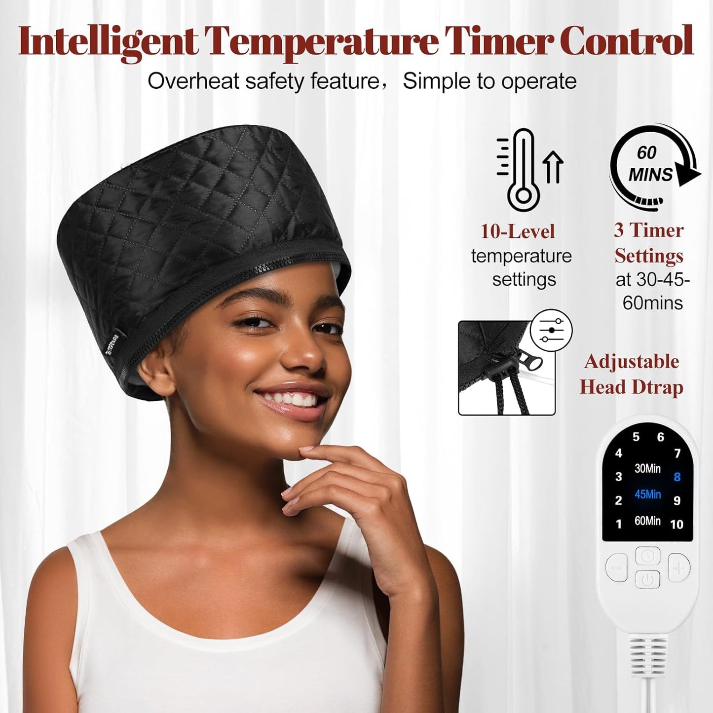 Upgraded Heat Cap with 10-Level Fast Heating 3 Time Settings