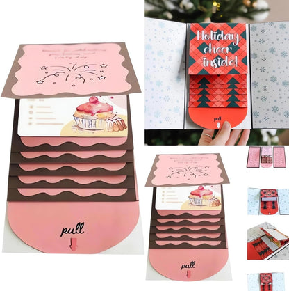 2Pcs Handmade Christmas Card Booklet Holder for Gift Cards, Waterfall Christmas Gift Card Booklet