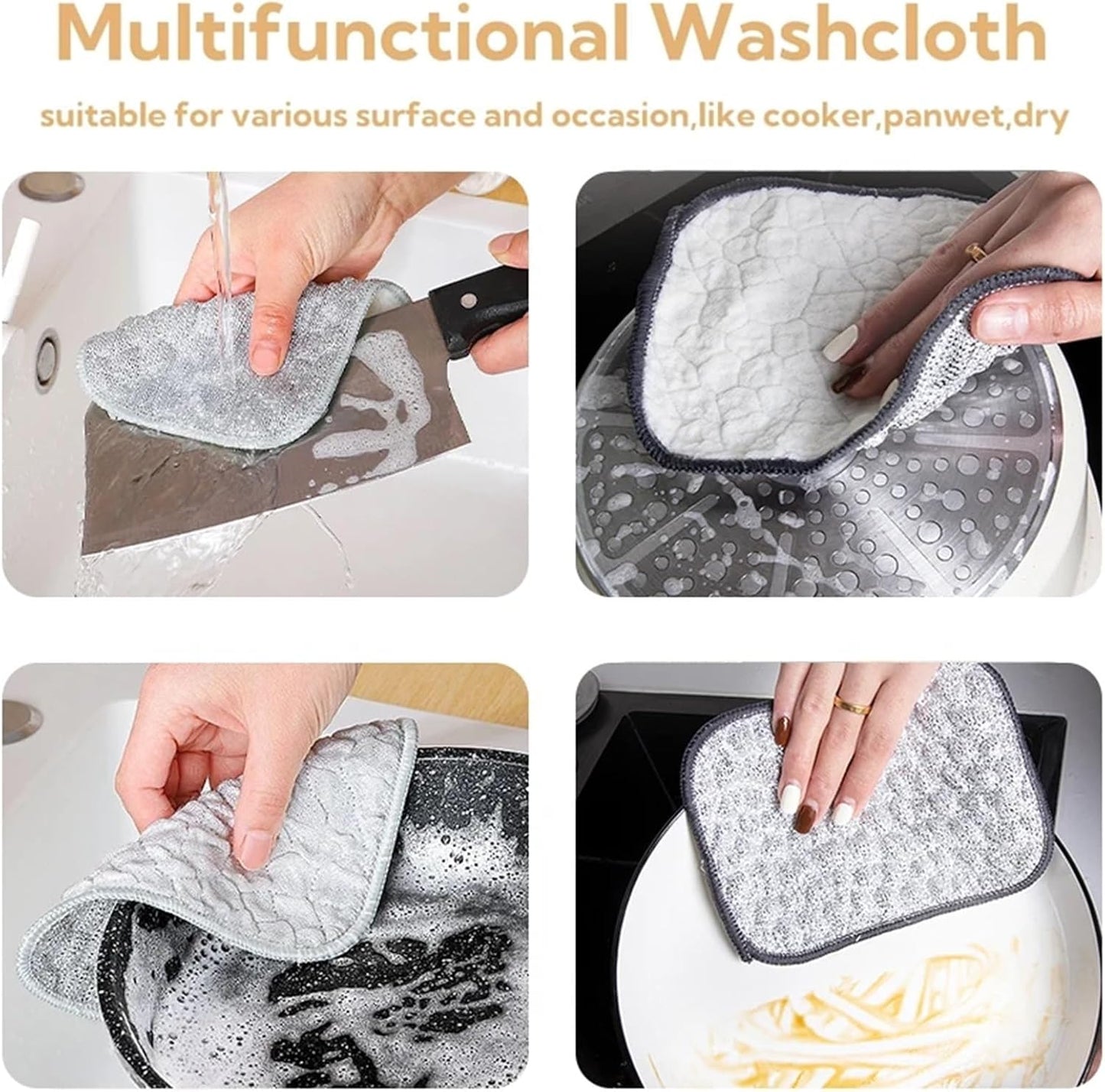 5Pcs Multipurpose Wire Dishwashing Rags for Wet and Dry, Reusable Wire Miracle Cleaning Cloths