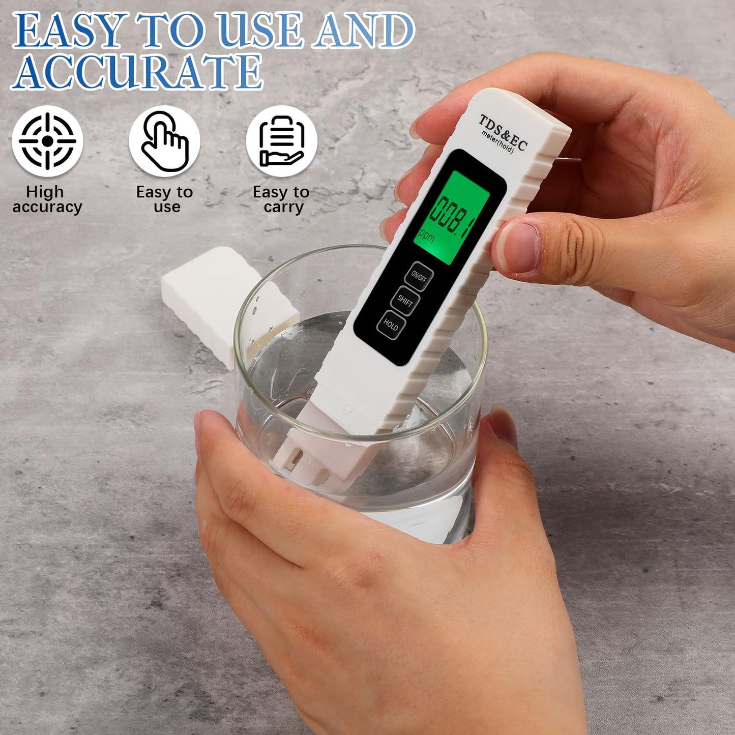 4 in 1 Digital Water Quality Tester,2026 NewTDS/EC/Temperature（°C/°F）Meter,0-9990 PPM Meter