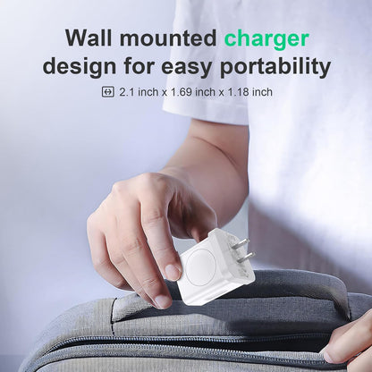 Dual Ports Wall Charger with Magnetic Wireless Charging Compatible with iPhone, Apple Watch Series