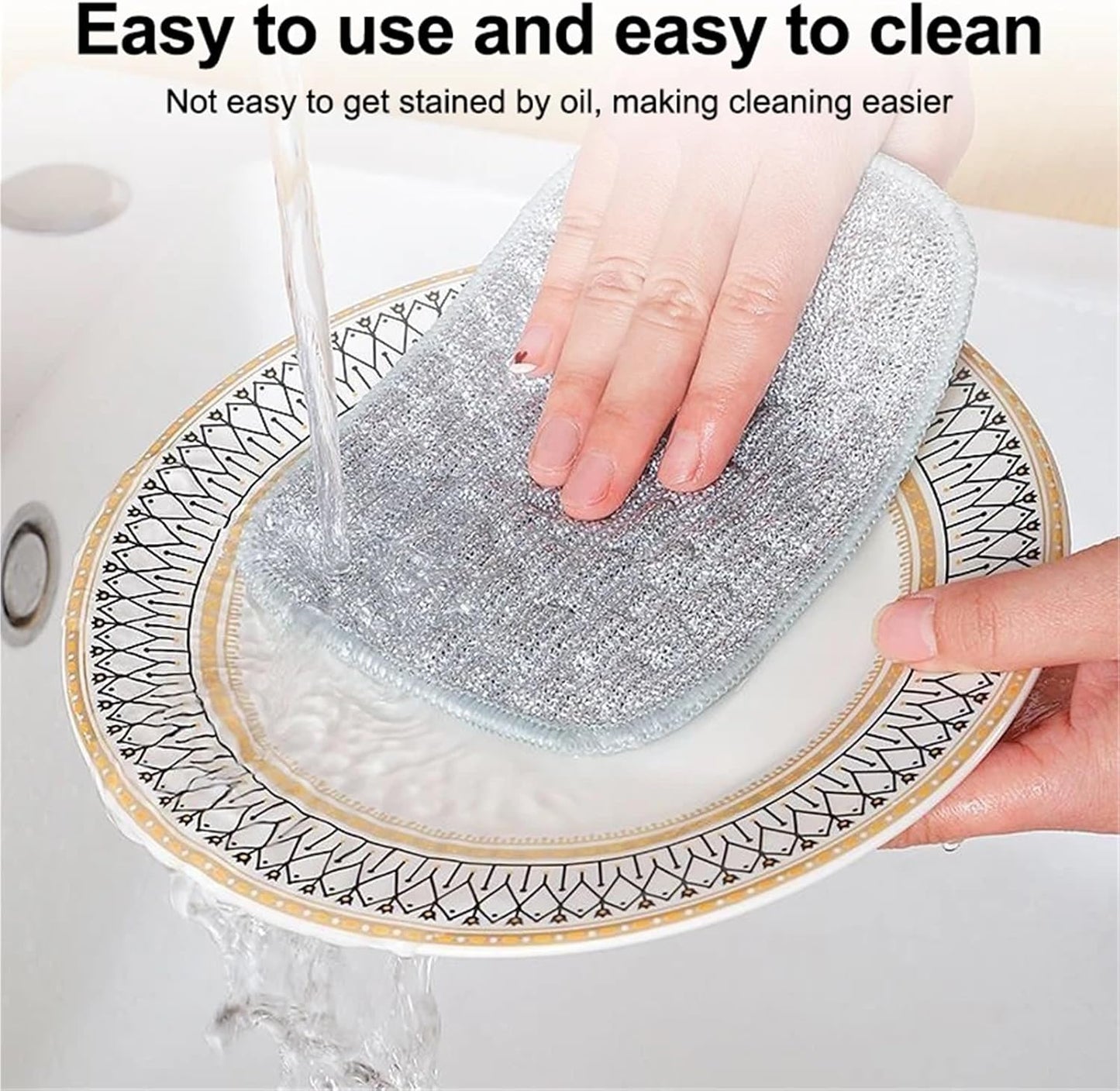 5Pcs Multipurpose Wire Dishwashing Rags for Wet and Dry, Reusable Wire Miracle Cleaning Cloths
