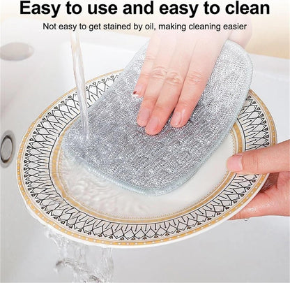 5Pcs Multipurpose Wire Dishwashing Rags for Wet and Dry, Reusable Wire Miracle Cleaning Cloths