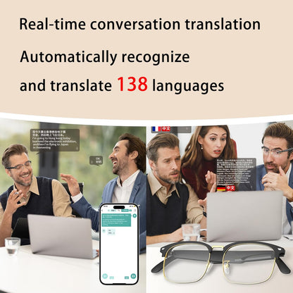 AI Translator Glasses, Smart Glasses with Built in Mic and Speakers