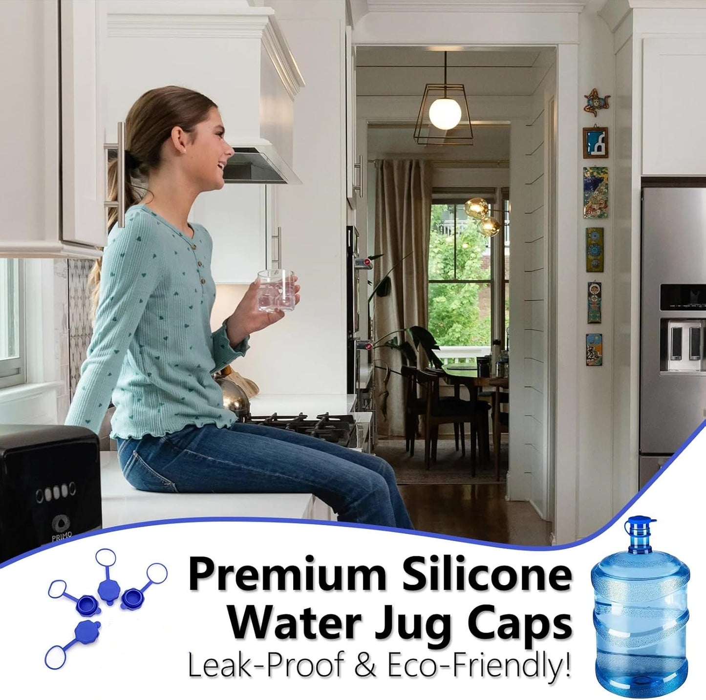 4Pcs Silicone Reusable 5 Gal Water Jug Cap, Non Spill Water Bottle Caps