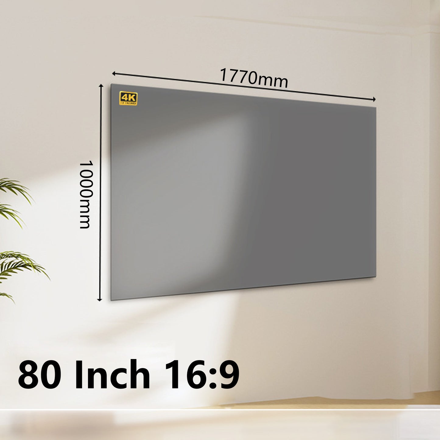 72" 80" 100" 120"Foldable Projection Screen Wrinkle Free Home Theater Movie Screen（16：9）