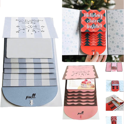 2Pcs Handmade Christmas Card Booklet Holder for Gift Cards, Waterfall Christmas Gift Card Booklet